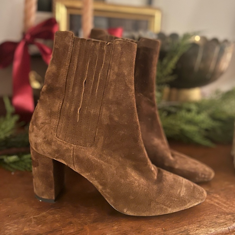 Saint Laurent brown suede boots